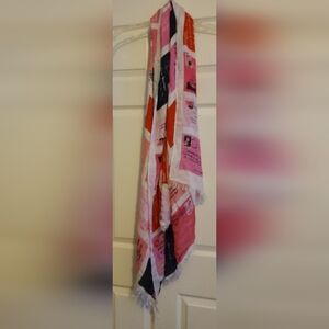 Kate Spade Red and White Postage Scarf